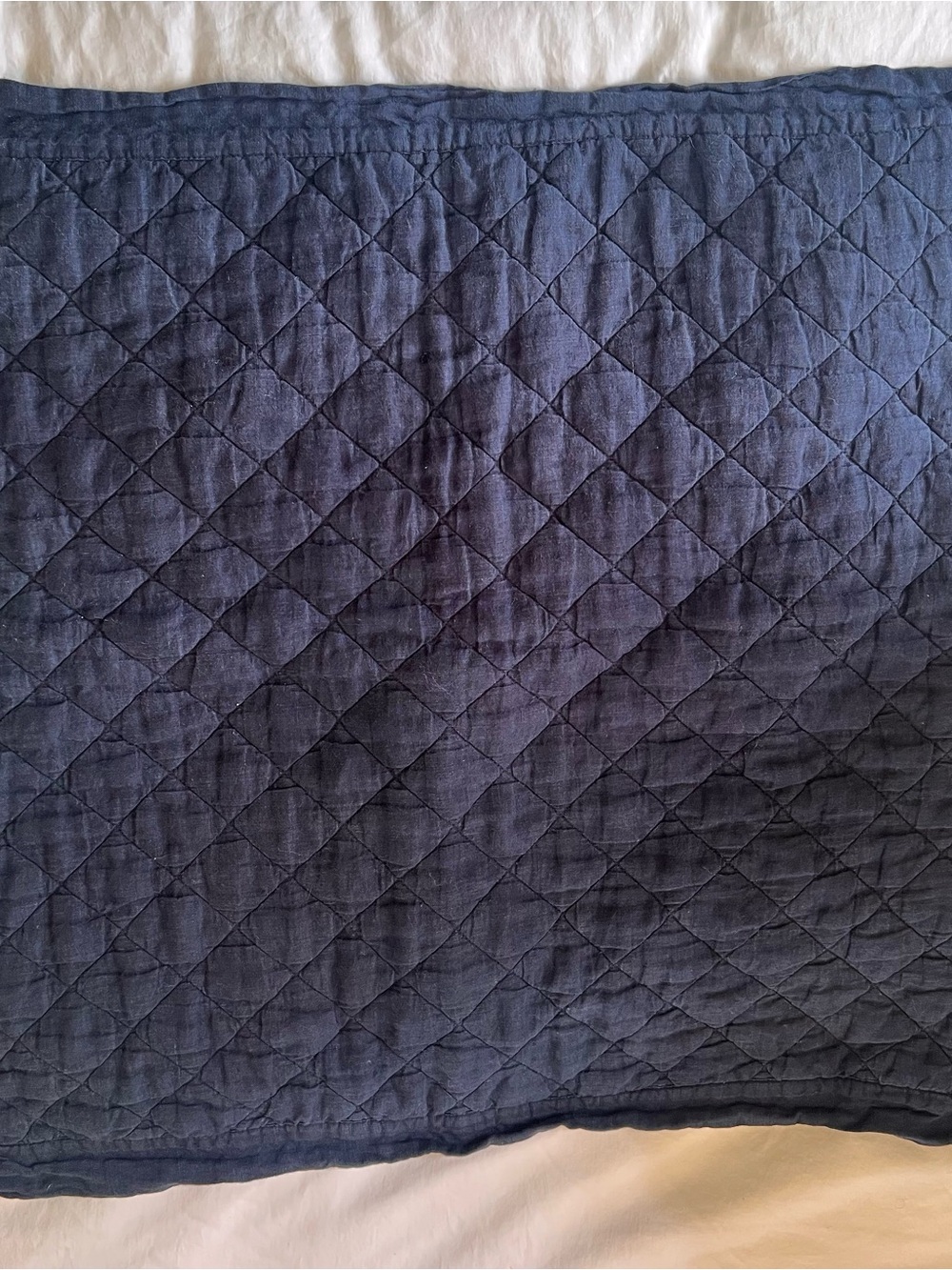 1 Pottery Barn Belgian Flax Linen
Diamond Quilted Euro Sham in Midnight MSRP $70